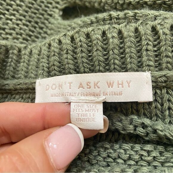 Don’t Ask Why Green Distressed Back Crew Neck Sweater Size‎ Small - Picture 2 of 12